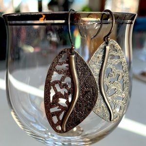 Stunning Large SILPADA textured Leaf Sterling Silver Earrings